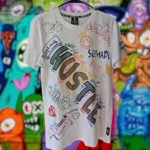 Switch Remarkable Rhinestone Gems Hustle Boss Grafitti Men's M Streetwear Tee
